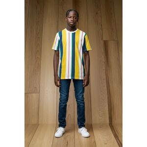San Francisco Work Shirts T-Shirt M Rainbow Stripe Crew Neck S/S striped vintage